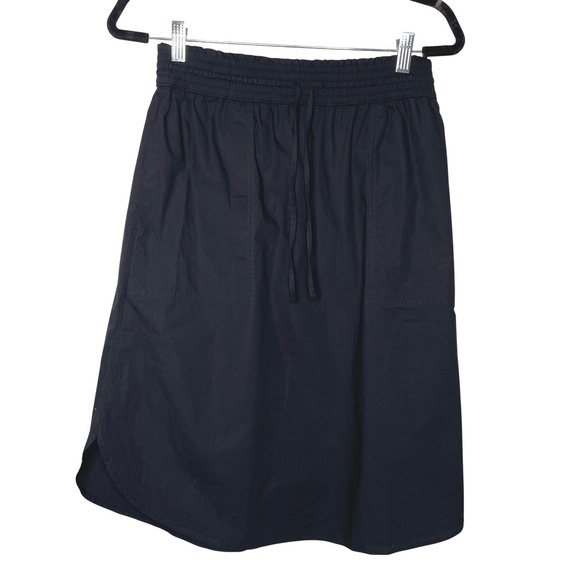 GAP Dresses & Skirts - Gap Midi Skirt Womens XS‎ Black Cotton Elastic Waist Drawstring Casual NWT